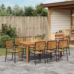 vidaXL Ensemble de salle à manger pour jardin 9 Pièces Noir Poly rotin
