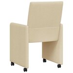 vidaXL Chaises de Salle à Manger avec Roues 2 Pièces Crème tissu