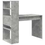 vidaXL Bureau avec rangement gris béton 113x54x120 cm en bois