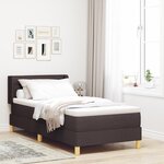 vidaXL Lit à ressorts Marron foncé et blanc 90 x 200 cm tissu