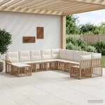 vidaXL Ensemble de canapés d'extérieur 11 Pièces Blanc Naturel et Crème