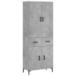 vidaXL Buffet haut Gris béton 69 5x34x180 cm Bois d'ingénierie