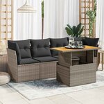 vidaXL Salon de jardin 5 Pièces avec coussins gris résine tressée