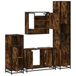 vidaXL Ensemble meubles salle de bain 4 Pièces chêne fumé bois ingénierie