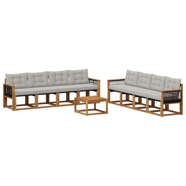 vidaXL Ensemble de canapés d'extérieur 9 pc Naturel et gris clair