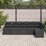 vidaXL Ensemble de Canapés avec coussin 6 Pièces Noir polyrotin
