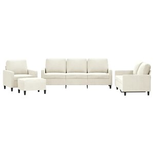 vidaXL Ensemble de canapés 4 Pièces avec coussins Crème Velours