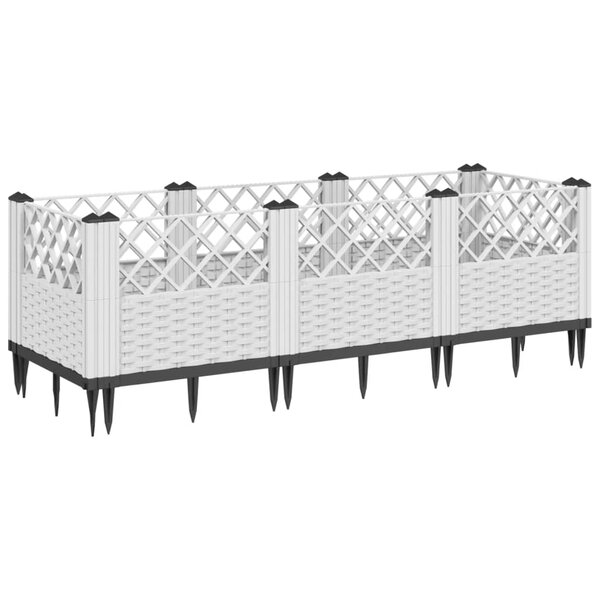 vidaXL Jardinière avec piquets blanc 123 5x43 5x43 5 cm PP