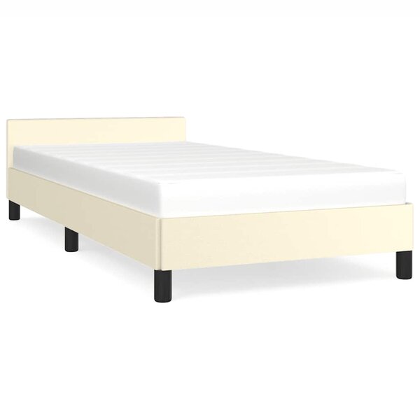 vidaXL Cadre de lit avec tête de lit sans matelas crème 100x200 cm
