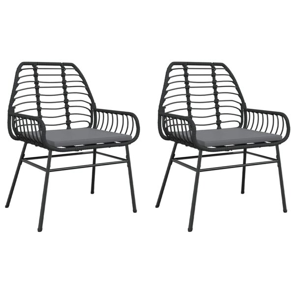 vidaXL Chaises de jardin lot de 2 avec coussins noir résine tressée