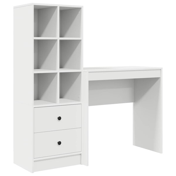 vidaXL Bureau avec tiroir avec étagère avec stockage 2 Pièces Blanc