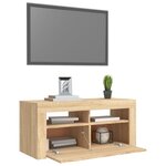 vidaXL Meuble TV avec lumières LED chêne sonoma 90x35x40 cm