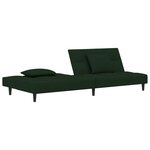 vidaXL Canapé-lit à 2 places avec deux oreillers Vert foncé Velours