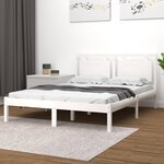 vidaXL Cadre de lit Blanc Bois massif 135x190 cm Double