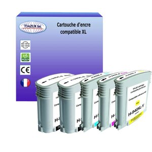 5 Cartouches compatibles avec HP OfficeJet Pro 8000, Pro 8000 Enterprise remplace HP 940XL  (Noire+Couleur)- T3AZUR