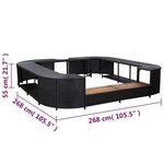 vidaXL Cadre de spa carré Noir 268x268x55 cm Résine tressée