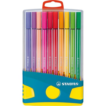Stylo-feutre Pen 68, ColorParade, boîte plastique de 20 feutres, pointe moyenne, couleurs d'encre assorties (jeu 20 unités)