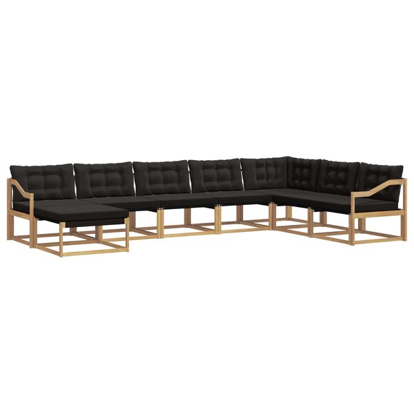vidaXL Ensemble de canapés d'extérieur 8 Pièces Blanc et noir