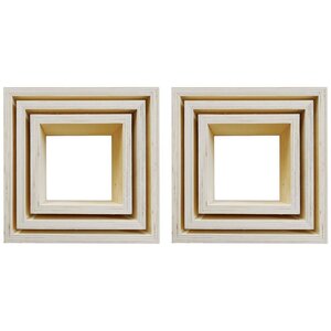 6 blocs de 3 petites étagères carrées en bois 22 18 et 14 cm