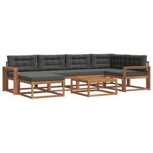 vidaXL Ensemble de canapés d'extérieur 7 Pièces Naturel et Anthracite