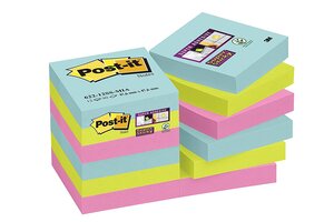 Lot de 12 blocs Notes Super Sticky Collection Miami 47 6 x 47 6mm POST-IT