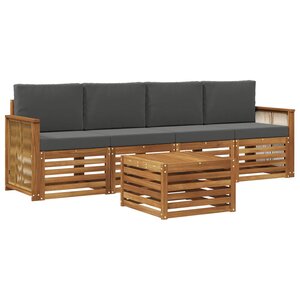 vidaXL Ensemble de canapés d'extérieur 5 Pièces Naturel et Anthracite