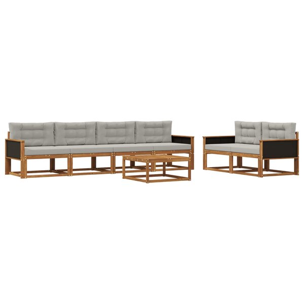 vidaXL Ensemble de canapés d'extérieur 7 Pièces Naturel et Gris clair