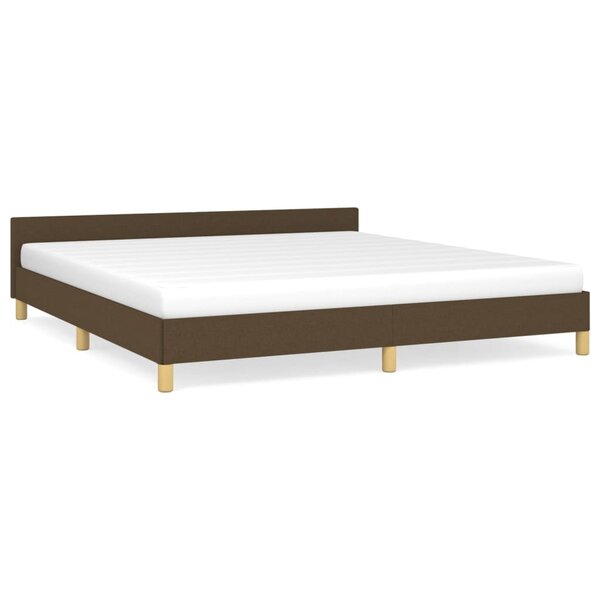 vidaXL Cadre de lit avec tête de lit Marron foncé 180x200 cm Tissu