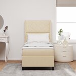 vidaXL Lit à ressorts avec matelas et LED crème 80x200 cm  tissu