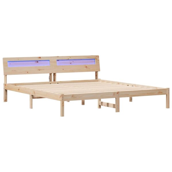 vidaXL Cadre de lit avec tête de lit Marron 180 x 200 cm Pin massif
