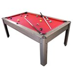 Billard américain ambiance 7ft - 226 5 x 126 5 x 80 cm avec accessoires et plateau dînatoire - gris