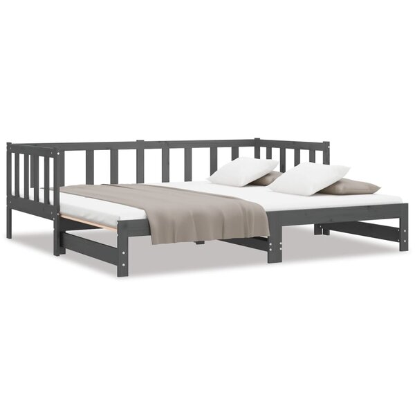 vidaXL Lit coulissant sans matelas gris 2x(90x190) cm