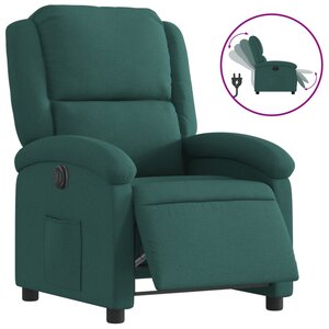 vidaXL Fauteuil inclinable électrique Vert foncé Tissu