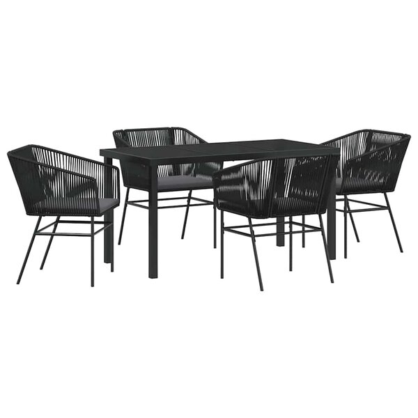 vidaXL Ensemble de salle à manger pour jardin avec coussin 5 Pièces Noir