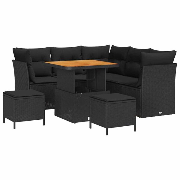 vidaXL Ensemble de canapé de jardin 8 Pièces Noir polyrotin