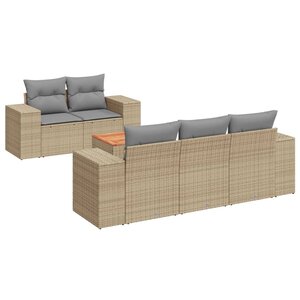vidaXL Salon de jardin avec coussins 6 Pièces beige résine tressée