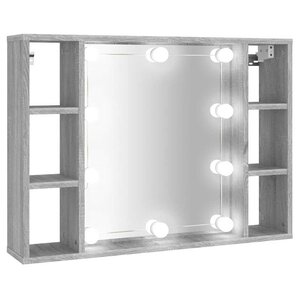 vidaXL Armoire à miroir avec LED Sonoma gris 76x15x55 cm