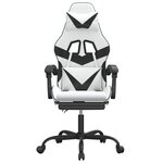 vidaXL Chaise de jeu pivotante et repose-pied Blanc et noir Similicuir