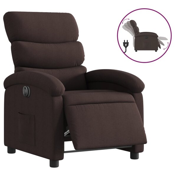 vidaXL Fauteuil inclinable électrique Marron foncé Tissu