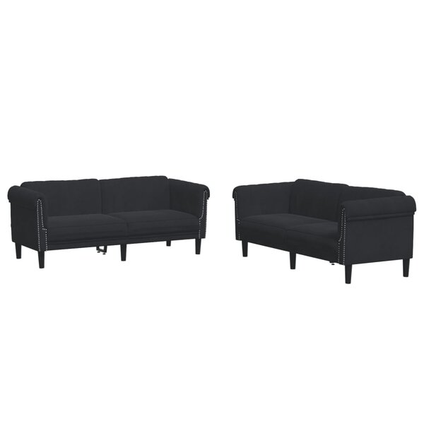 vidaXL Ensemble de canapés 2 Pièces noir velours