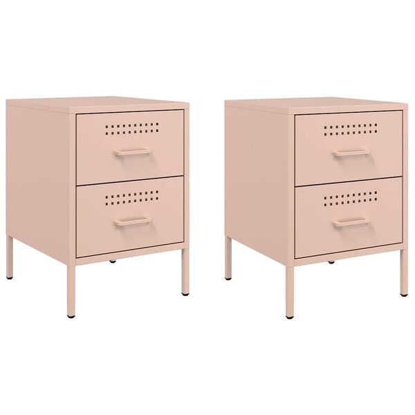 vidaXL Tables de chevet 2 Pièces rose 36x39x50 5 cm acier