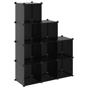 vidaXL Cubes de rangement 9 Pièces Noir PP