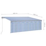 vidaXL Auvent automatique rétractable avec store 4x3 m Bleu et blanc