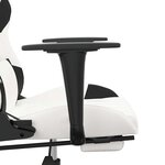 vidaXL Chaise de jeu de massage avec repose-pied Blanc&Noir Similicuir