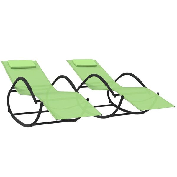 vidaXL Chaises longues à bascule lot de 2 Vert Acier et textilène