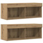 vidaXL Jeu de 8 meubles TV avec éclairage en chêne artisan et bois d'ingénierie