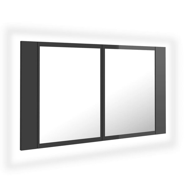 vidaXL Armoire à miroir de bain à LED Gris brillant Acrylique