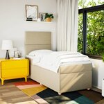 vidaXL Sommier à lattes de lit avec matelas Crème 100x200 cm Tissu