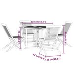 vidaXL Mobilier à dîner d'extérieur pliable 5 Pièces Bois solide de teck