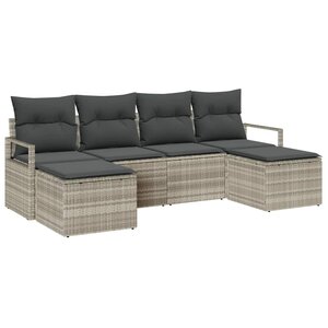 vidaXL Ensemble de Canapés avec coussin 6 Pièces Gris clair polyrotin